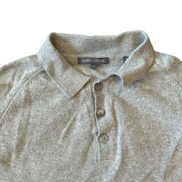 Slate & Stone Raglan Sweater Polo Gray Knit Wool Blend Mens size Large NEW - Picture 5 of 9